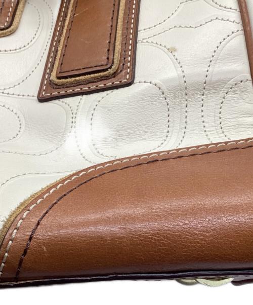 COACH（コーチ）COACH (コーチ) ターンロック ハンドバッグ アイボリー×ブラウンの古着・服飾アイテム