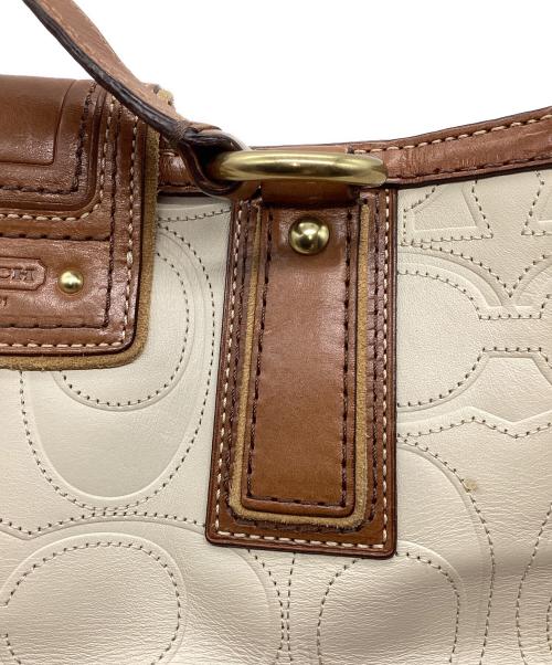 COACH（コーチ）COACH (コーチ) ターンロック ハンドバッグ アイボリー×ブラウンの古着・服飾アイテム