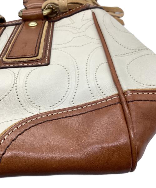 COACH（コーチ）COACH (コーチ) ターンロック ハンドバッグ アイボリー×ブラウンの古着・服飾アイテム