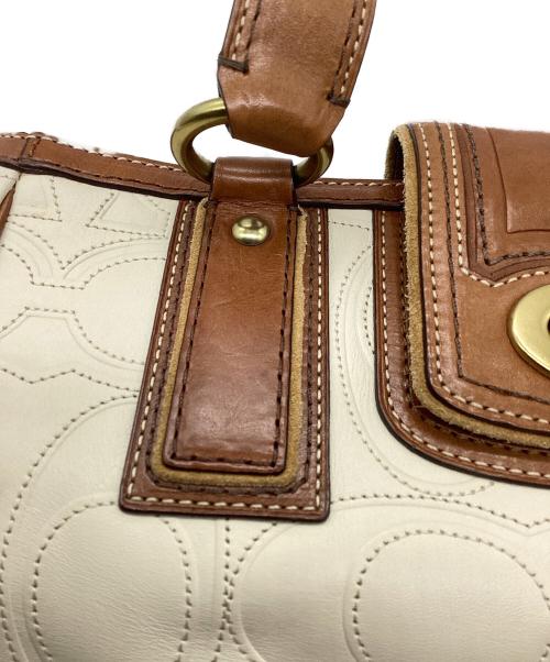 COACH（コーチ）COACH (コーチ) ターンロック ハンドバッグ アイボリー×ブラウンの古着・服飾アイテム