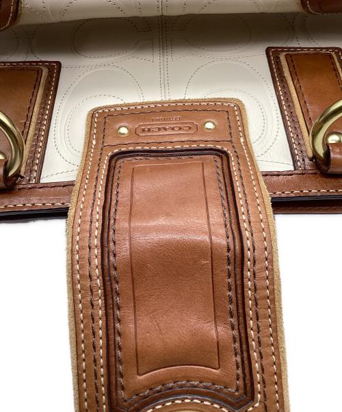 COACH（コーチ）COACH (コーチ) ターンロック ハンドバッグ アイボリー×ブラウンの古着・服飾アイテム