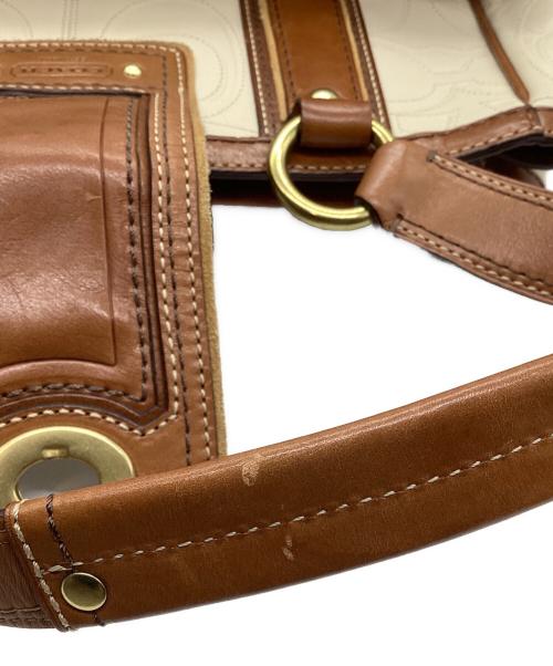 COACH（コーチ）COACH (コーチ) ターンロック ハンドバッグ アイボリー×ブラウンの古着・服飾アイテム