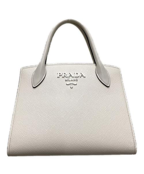 PRADA（プラダ）PRADA (プラダ) モノクローム 2WAYバッグ ホワイトの古着・服飾アイテム