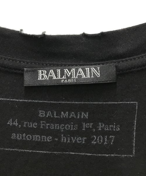 BALMAIN（バルマン）BALMAIN (バルマン) ダメージ加工 タイガーグラフィックTシャツ ブラック サイズ:TUの古着・服飾アイテム