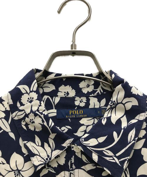 POLO RALPH LAUREN（ポロ・ラルフローレン）POLO RALPH LAUREN (ポロ・ラルフローレン) Aラインフラワープリントワンピース ネイビー サイズ:2の古着・服飾アイテム