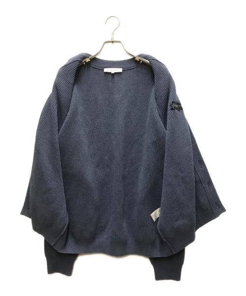 maison kitsune（メゾンキツネ）MAISON KITSUNE (メゾンキツネ) HANDWRITING COMFORT CARDIGAN ブルー サイズ:Mの古着・服飾アイテム