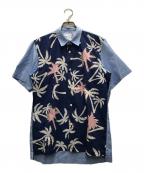 COMME des GARCONS SHIRTコムデギャルソンシャツ）の古着「パッチハイビスカスシャツ」｜ブルー