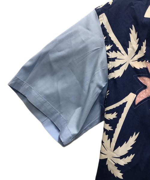 COMME des GARCONS SHIRT（コムデギャルソンシャツ）COMME des GARCONS SHIRT (コムデギャルソンシャツ) パッチハイビスカスシャツ ブルー サイズ:Mの古着・服飾アイテム