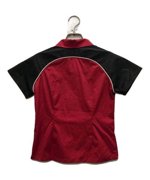 MOWALOLA（モワローラ）MOWALOLA (モワローラ) ジップアップ半袖シャツ レッド サイズ:Mの古着・服飾アイテム