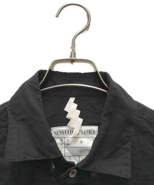 SOSHIOTSUKI（ソウシ オオツキ）SOSHIOTSUKI (ソウシ オオツキ) THE KIMONO BREASTED SHIRT ブラック サイズ:46の古着・服飾アイテム