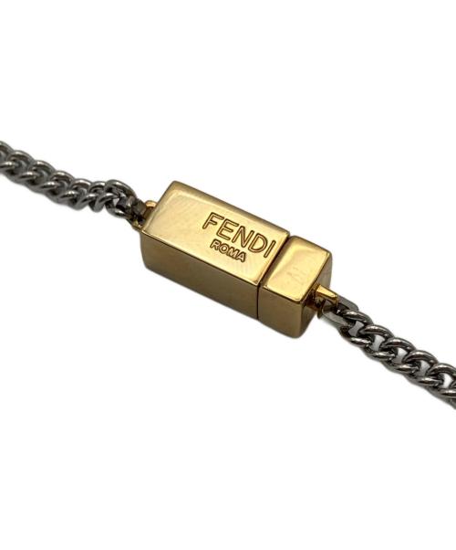 FENDI（フェンディ）FENDI (フェンディ) FFロゴペンダント付きシルバーチェーン ゴールド×シルバーの古着・服飾アイテム