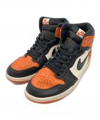 NIKEナイキ）の古着「AIR JORDAN1 RETRO HIGH OG SHATTERED BACKBOARD ハイカットスニーカー」｜ブラック×オレンジ