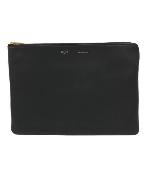 CELINE（セリーヌ）CELINE (セリーヌ) ジップレザークラッチバッグ ブラック サイズ:ONE SIZEの古着・服飾アイテム