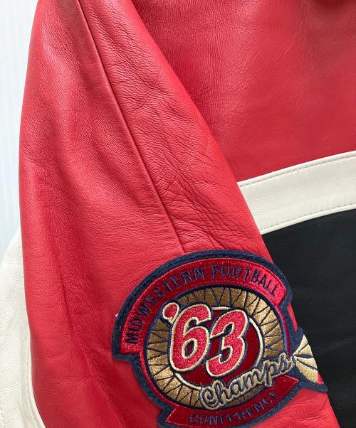 AVIREX（アヴィレックス）AVIREX (アヴィレックス) VARSITY JACKET RED AXES ブラック×レッド サイズ:Mの古着・服飾アイテム