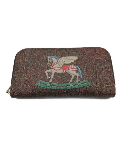 ETRO（エトロ）ETRO (エトロ) ペイズリーラウンドジップロングウォレット エンジの古着・服飾アイテム