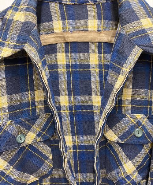 USED（ユーズド）USED (ユーズド) 40`Sジップアップウールチェックシャツ ネイビー サイズ:不明の古着・服飾アイテム