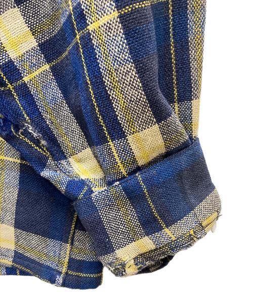 USED（ユーズド）USED (ユーズド) 40`Sジップアップウールチェックシャツ ネイビー サイズ:不明の古着・服飾アイテム