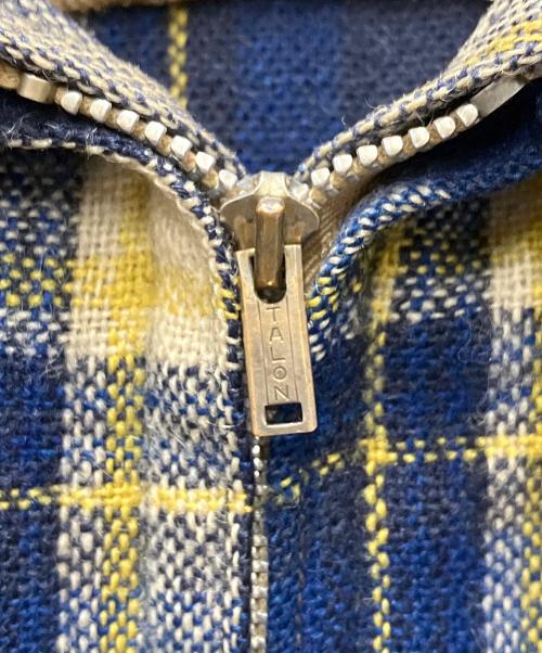 USED（ユーズド）USED (ユーズド) 40`Sジップアップウールチェックシャツ ネイビー サイズ:不明の古着・服飾アイテム