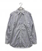 DRAKE’S×BEAMS Fドレイクス×ビームスエフ）の古着「別注コットン ボールドストライプレギュラーカラーシャツ」｜ブルー