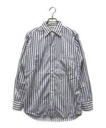 DRAKE’S×BEAMS F（ドレイクス×ビームスエフ）の古着「別注コットン ボールドストライプレギュラーカラーシャツ」｜ブルー