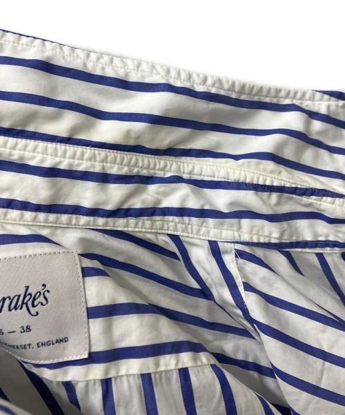 DRAKE’S（ドレイクス）DRAKE’S (ドレイクス) BEAMS F (ビームスエフ) 別注コットン ボールドストライプレギュラーカラーシャツ ブルー サイズ:15-38の古着・服飾アイテム