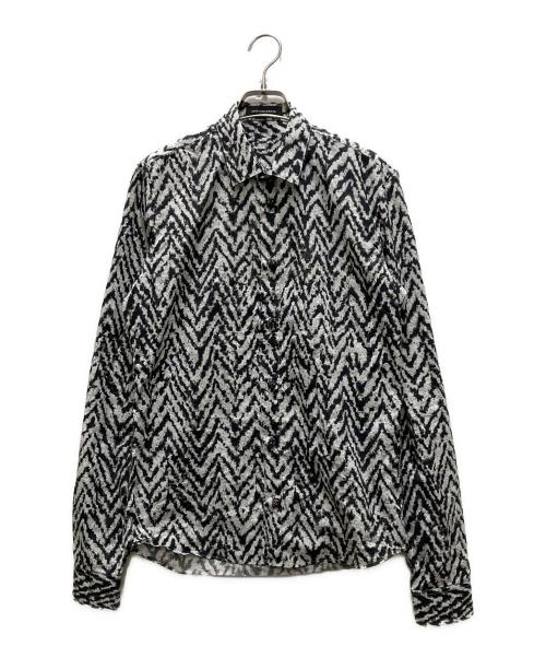 KRIS VAN ASSCHE（クリス ヴァン アッシュ）KRIS VAN ASSCHE (クリス ヴァン アッシュ) ヘリンボーンシャツ ブラック×ホワイト サイズ:44の古着・服飾アイテム