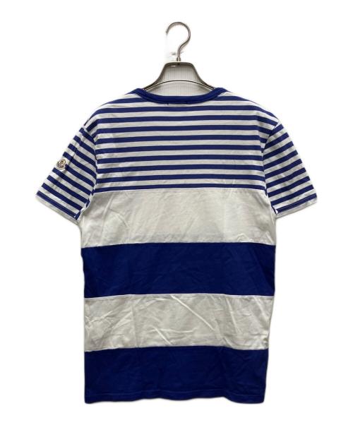 MONCLER（モンクレール）MONCLER (モンクレール) ボーダーカットソー ホワイト×ブルー サイズ:Mの古着・服飾アイテム