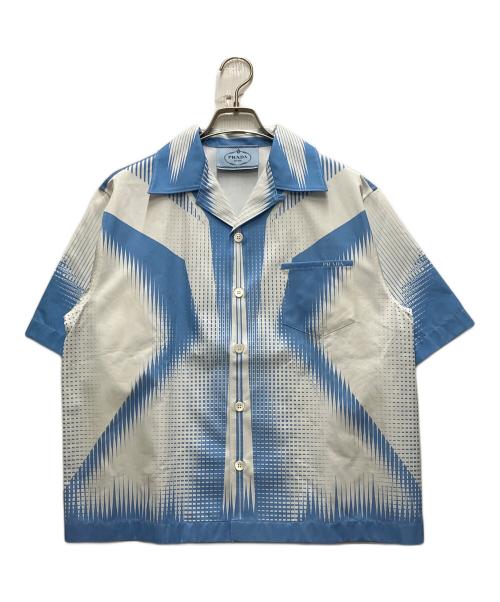 PRADA（プラダ）PRADA (プラダ) 20SS オープンカラーシャツ ブルー×ホワイト サイズ:Sの古着・服飾アイテム