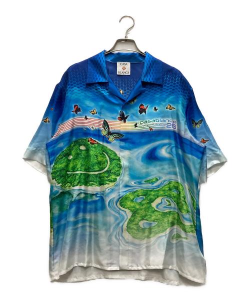 CASABLANCA（カサブランカ）CASABLANCA (カサブランカ) Beyond Destiny Short Sleeve Silk Shirt ブルー サイズ:Mの古着・服飾アイテム