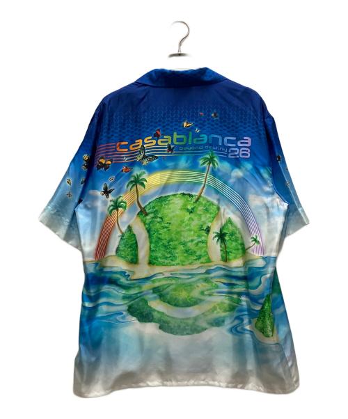 CASABLANCA（カサブランカ）CASABLANCA (カサブランカ) Beyond Destiny Short Sleeve Silk Shirt ブルー サイズ:Mの古着・服飾アイテム