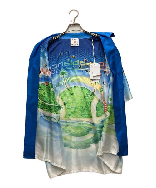 CASABLANCA（カサブランカ）CASABLANCA (カサブランカ) Beyond Destiny Short Sleeve Silk Shirt ブルー サイズ:Mの古着・服飾アイテム