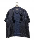 TOGA VIRILISトーガ ビリリース）の古着「CUPRA JACQUARD FLOWER SHIRT」｜ネイビー
