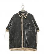 masuエムエーエスユー）の古着「UNEVEN VELVET HALF SLEEVE SHIRT」｜グレー