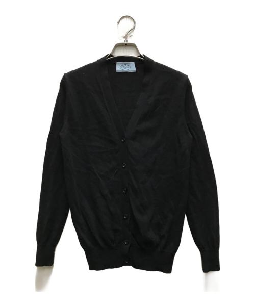 PRADA（プラダ）PRADA (プラダ) ウールハイゲージ Vネックニットカーディガン ブラック サイズ:36の古着・服飾アイテム
