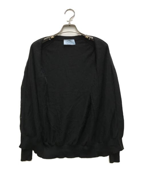 PRADA（プラダ）PRADA (プラダ) ウールハイゲージ Vネックニットカーディガン ブラック サイズ:36の古着・服飾アイテム