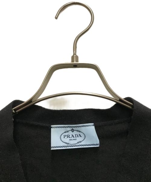 PRADA（プラダ）PRADA (プラダ) ウールハイゲージ Vネックニットカーディガン ブラック サイズ:36の古着・服飾アイテム