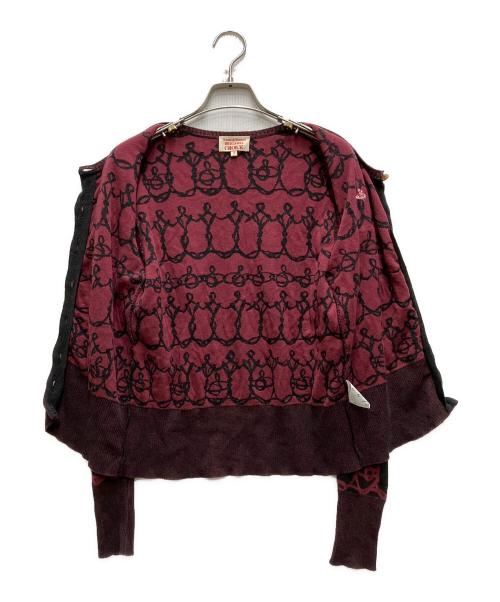 Vivienne Westwood RED LABEL（ヴィヴィアンウエストウッドレッドレーベル）Vivienne Westwood RED LABEL (ヴィヴィアンウエストウッドレッドレーベル) ニットカーディガン レッド×グレー サイズ:3の古着・服飾アイテム