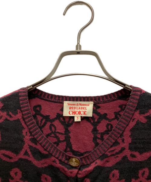 Vivienne Westwood RED LABEL（ヴィヴィアンウエストウッドレッドレーベル）Vivienne Westwood RED LABEL (ヴィヴィアンウエストウッドレッドレーベル) ニットカーディガン レッド×グレー サイズ:3の古着・服飾アイテム
