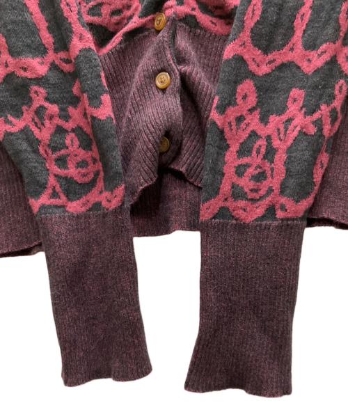 Vivienne Westwood RED LABEL（ヴィヴィアンウエストウッドレッドレーベル）Vivienne Westwood RED LABEL (ヴィヴィアンウエストウッドレッドレーベル) ニットカーディガン レッド×グレー サイズ:3の古着・服飾アイテム