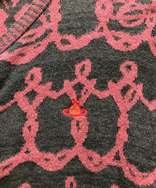 Vivienne Westwood RED LABEL（ヴィヴィアンウエストウッドレッドレーベル）Vivienne Westwood RED LABEL (ヴィヴィアンウエストウッドレッドレーベル) ニットカーディガン レッド×グレー サイズ:3の古着・服飾アイテム