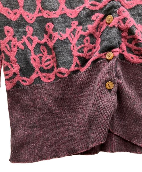 Vivienne Westwood RED LABEL（ヴィヴィアンウエストウッドレッドレーベル）Vivienne Westwood RED LABEL (ヴィヴィアンウエストウッドレッドレーベル) ニットカーディガン レッド×グレー サイズ:3の古着・服飾アイテム