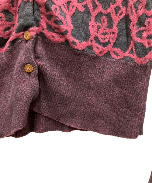 Vivienne Westwood RED LABEL（ヴィヴィアンウエストウッドレッドレーベル）Vivienne Westwood RED LABEL (ヴィヴィアンウエストウッドレッドレーベル) ニットカーディガン レッド×グレー サイズ:3の古着・服飾アイテム
