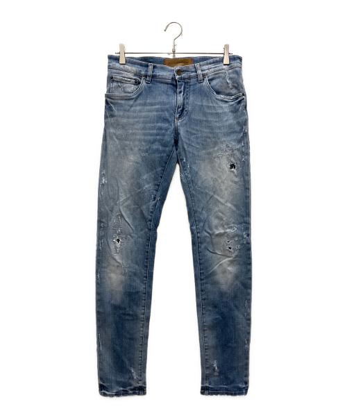 DOLCE & GABBANA（ドルチェ＆ガッバーナ）DOLCE & GABBANA (ドルチェ＆ガッバーナ) ダメージスキニーデニムパンツ インディゴ サイズ:48の古着・服飾アイテム