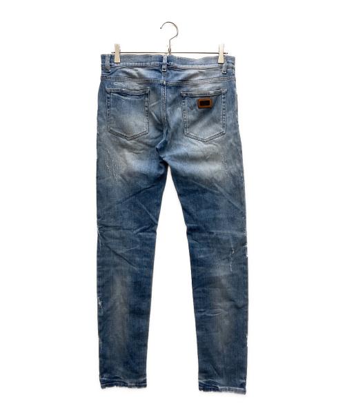 DOLCE & GABBANA（ドルチェ＆ガッバーナ）DOLCE & GABBANA (ドルチェ＆ガッバーナ) ダメージスキニーデニムパンツ インディゴ サイズ:48の古着・服飾アイテム