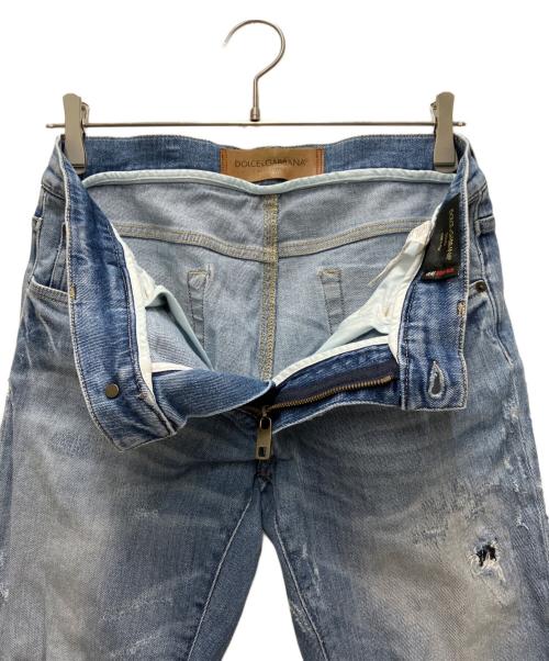 DOLCE & GABBANA（ドルチェ＆ガッバーナ）DOLCE & GABBANA (ドルチェ＆ガッバーナ) ダメージスキニーデニムパンツ インディゴ サイズ:48の古着・服飾アイテム