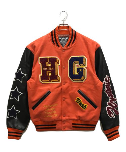 Hysteric Glamour（ヒステリックグラマー）Hysteric Glamour (ヒステリックグラマー) TURN THE MUSIC UP刺繍 スタジャン オレンジ サイズ:Lの古着・服飾アイテム
