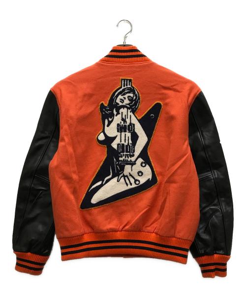 Hysteric Glamour（ヒステリックグラマー）Hysteric Glamour (ヒステリックグラマー) TURN THE MUSIC UP刺繍 スタジャン オレンジ サイズ:Lの古着・服飾アイテム
