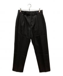 WACKO MARIA×DORMEUIL（ワコマリア×ドーメル）の古着「STRIPED PLEATED TROUSERS」｜ブラック
