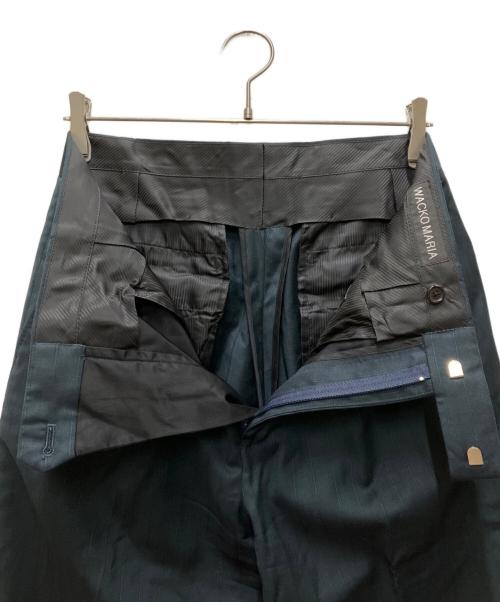 WACKO MARIA（ワコマリア）WACKO MARIA (ワコマリア) DORMEUIL (ドーメル) STRIPED PLEATED TROUSERS ネイビー サイズ:Sの古着・服飾アイテム
