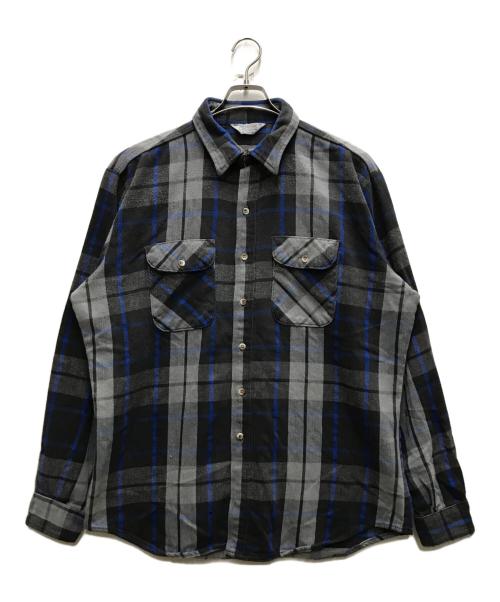 FIVE BROTHER（ファイブブラザー）FIVE BROTHER (ファイブブラザー) 70-80’s チェックネルシャツ グレー×ブルー サイズ:XLの古着・服飾アイテム